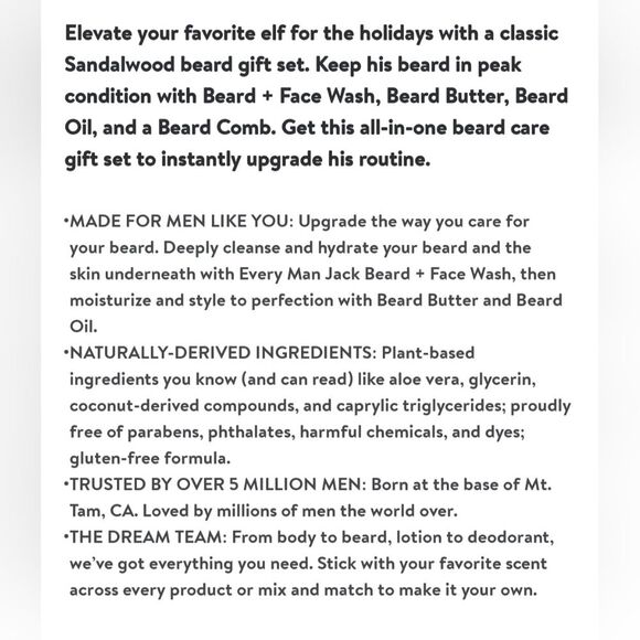 Every Man Jack Men's Aged Bourbon Beard Kit Holiday Gift Set, Face Wash, Beard B - Picture 12 of 12
